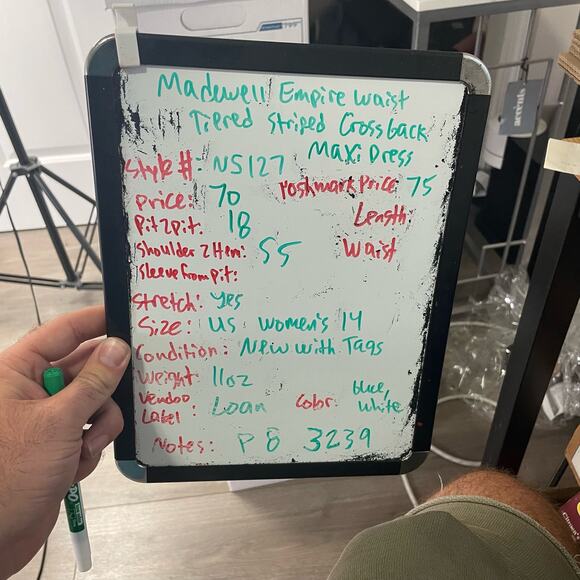 Madewell Empire Waist Tiered Striped Cross Back Maxi Dress US Women's 14 - Picture 11 of 12